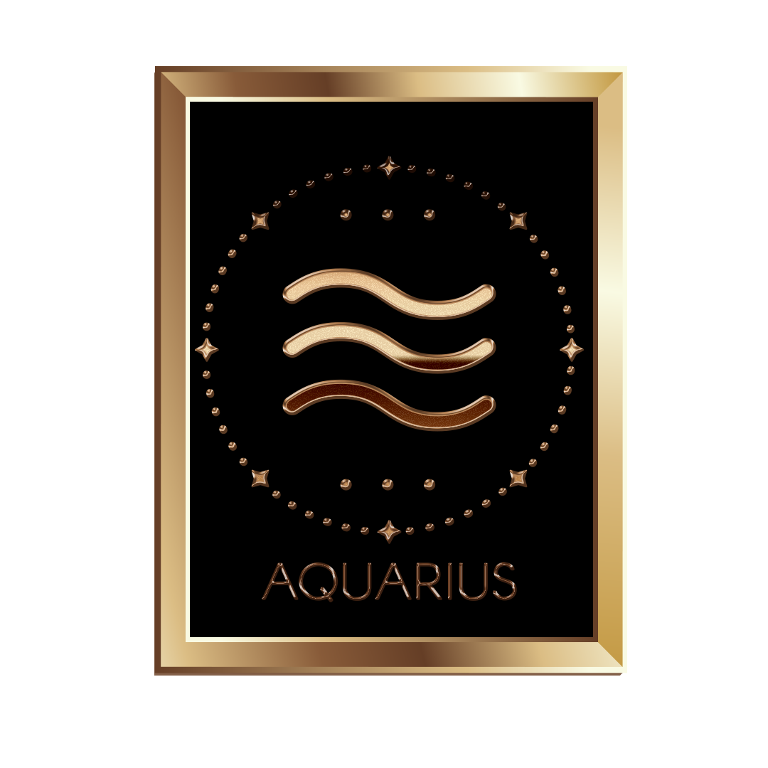 Gold Aquarius zodiac sign png, Aquarius sign PNG, Aquarius gold PNG transparent images, golden Aquarius png images
